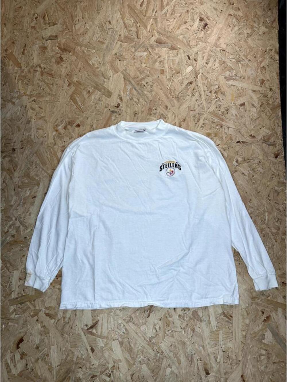 Pittsburgh Steelers Vintage NFL Long Sleeve Shirt Mens XL White Graphic Tee
